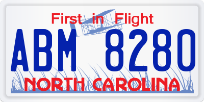 NC license plate ABM8280