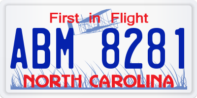 NC license plate ABM8281