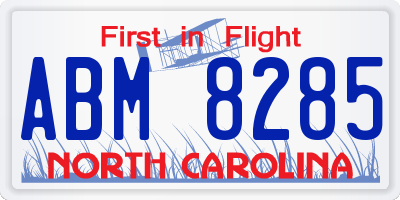 NC license plate ABM8285