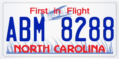 NC license plate ABM8288