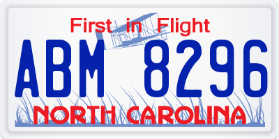 NC license plate ABM8296