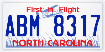 NC license plate ABM8317