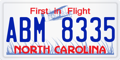 NC license plate ABM8335