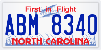 NC license plate ABM8340