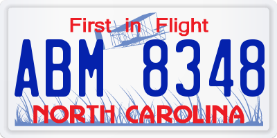 NC license plate ABM8348