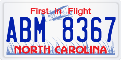 NC license plate ABM8367