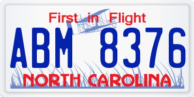 NC license plate ABM8376