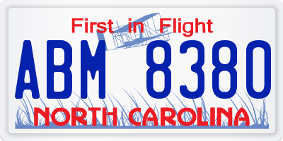 NC license plate ABM8380