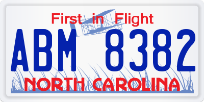 NC license plate ABM8382