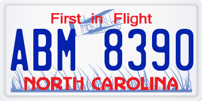 NC license plate ABM8390