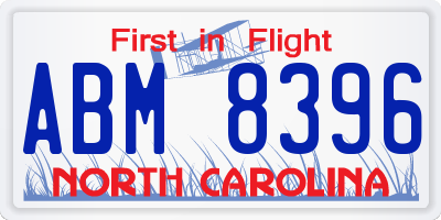 NC license plate ABM8396