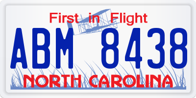 NC license plate ABM8438