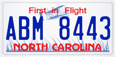 NC license plate ABM8443