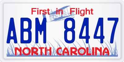 NC license plate ABM8447