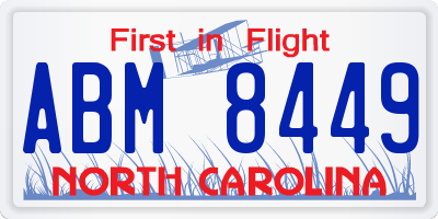 NC license plate ABM8449