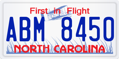 NC license plate ABM8450