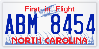 NC license plate ABM8454