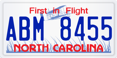 NC license plate ABM8455