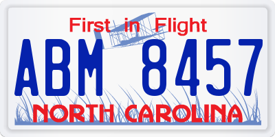 NC license plate ABM8457