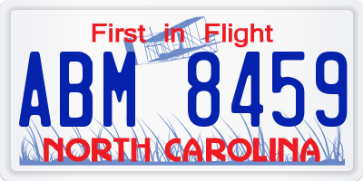 NC license plate ABM8459