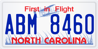 NC license plate ABM8460