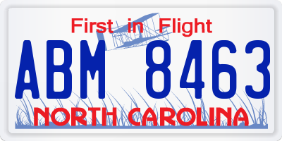 NC license plate ABM8463