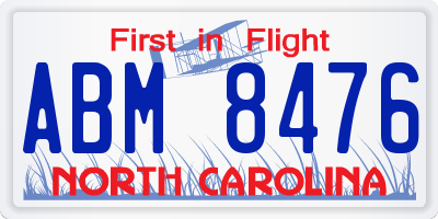 NC license plate ABM8476