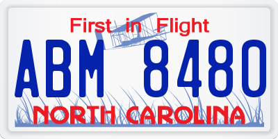 NC license plate ABM8480