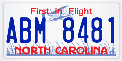 NC license plate ABM8481