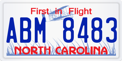 NC license plate ABM8483