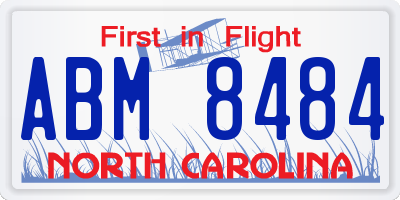 NC license plate ABM8484