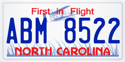 NC license plate ABM8522