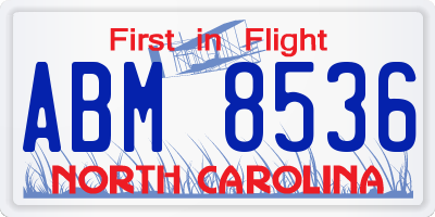 NC license plate ABM8536