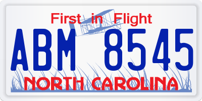 NC license plate ABM8545