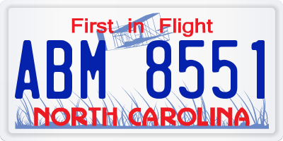 NC license plate ABM8551