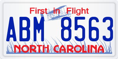 NC license plate ABM8563
