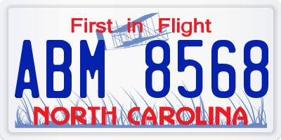 NC license plate ABM8568