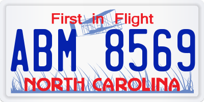 NC license plate ABM8569