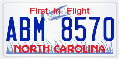 NC license plate ABM8570