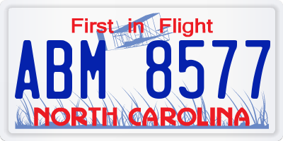 NC license plate ABM8577