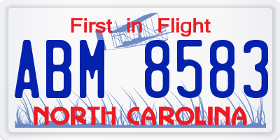 NC license plate ABM8583