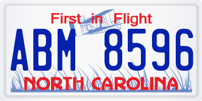 NC license plate ABM8596