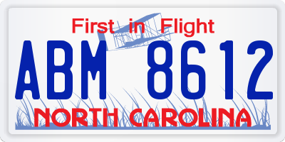 NC license plate ABM8612