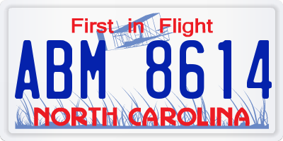 NC license plate ABM8614