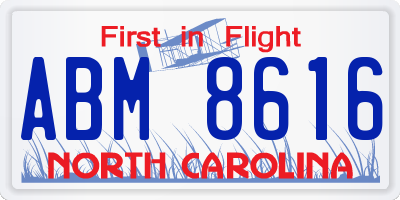 NC license plate ABM8616