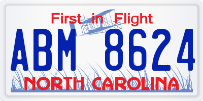 NC license plate ABM8624