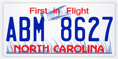 NC license plate ABM8627