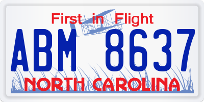 NC license plate ABM8637