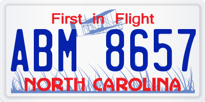NC license plate ABM8657