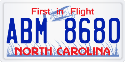 NC license plate ABM8680